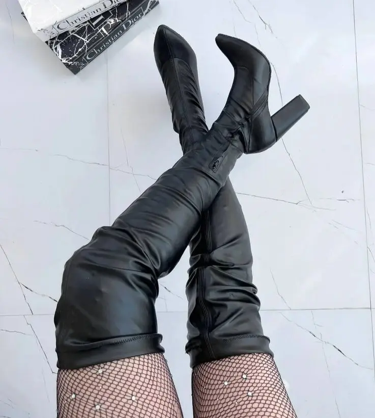 بوت بالای زانو زنانه پاشنه بلند بوت بالای زانو زنانه پاشنه بلند