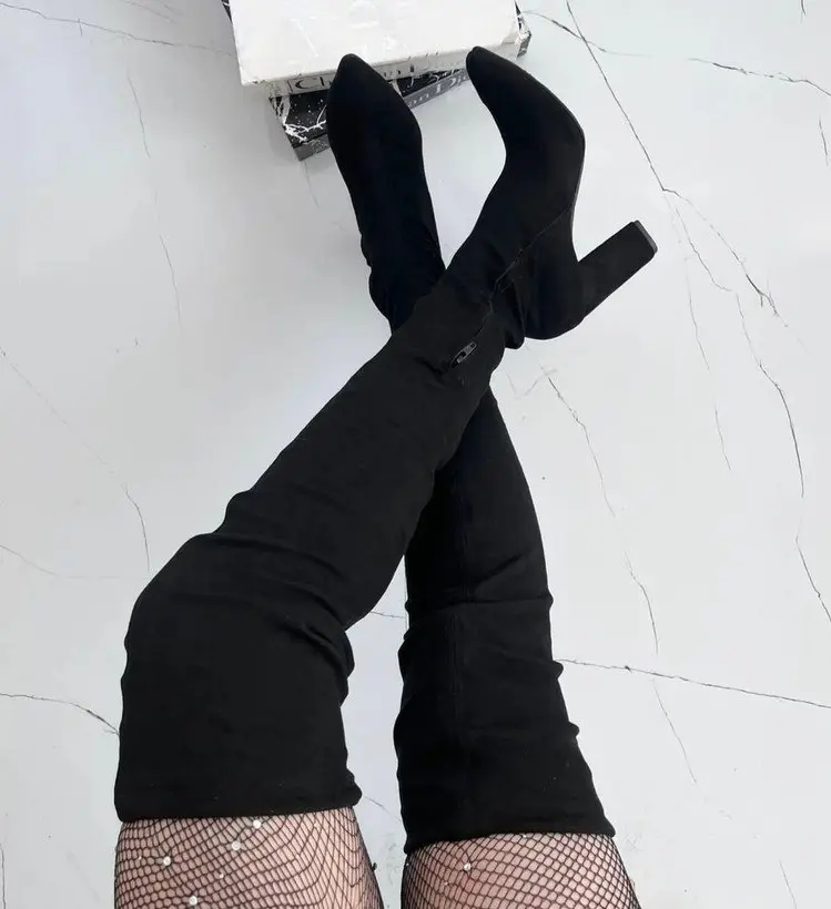بوت بالای زانو زنانه پاشنه بلند بوت بالای زانو زنانه پاشنه بلند